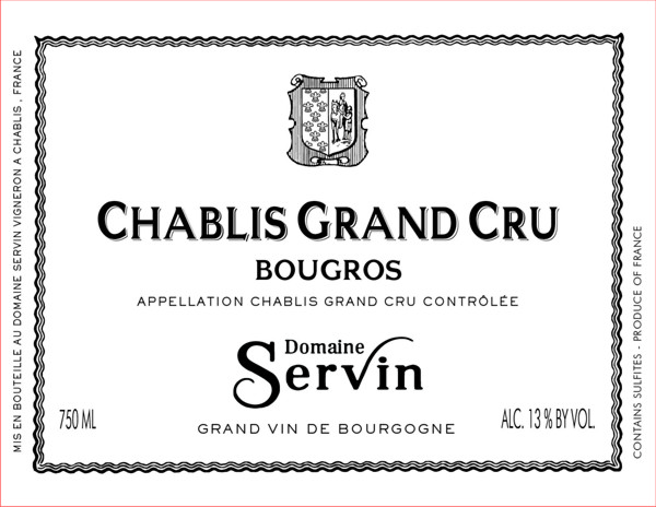 Etiquette Chablis Grand Cru Bougros - Domaine Servin