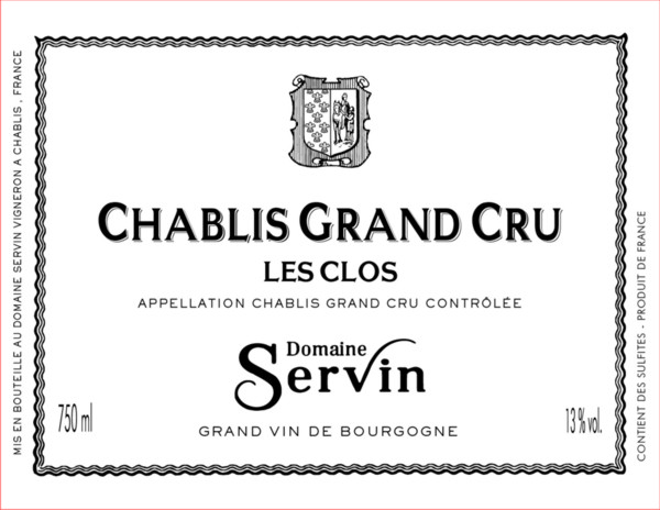 Etiquette Chablis Grand Cru Les Clos - Domaine Servin