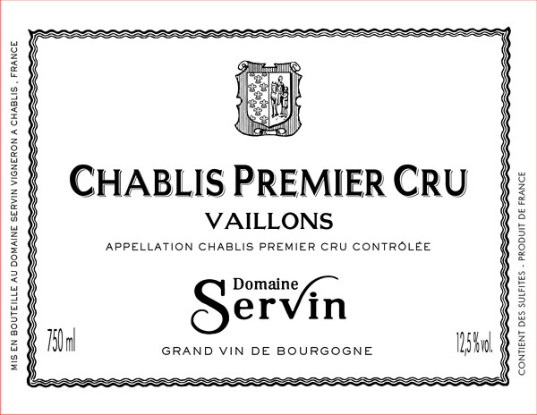 Etiquette Chablis Premier Cru Vaillons - Domaine Servin