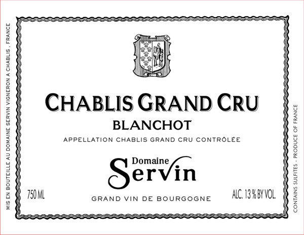 Etiquette Chablis Grand Cru Blanchot - Domaine Servin