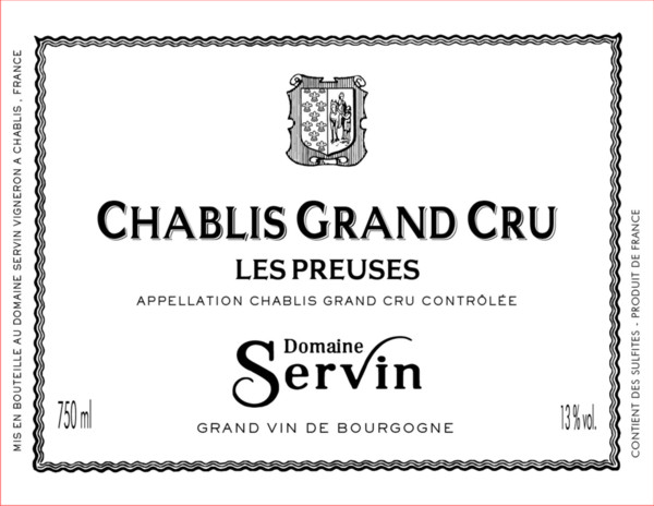 Etiquette Chablis Grand Cru Les Preuses - Domaine Servin