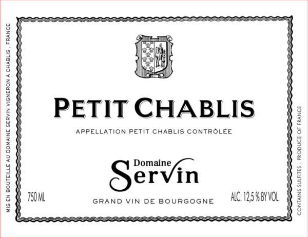 Etiquette Petit Chablis Domaine Servin